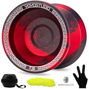 YOYOSTUDIO T16 Yoyo Professional Responsive Yoyos for Kids 8-12, Dual Purpose Tricks Yo yo for Adults, Unresponsive Yoyo Bearing with Removal Bearing Tool, 10 String, Case & Glove (Black and