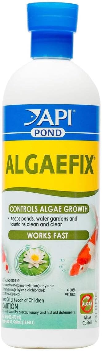 API POND ALGAEFIX (16 fl oz) Pond Algae Control - Copper Free - Clean, Clear Water - Up to 4800 Gallons - Safe for Fish & Plants - Water Gardens, Fountains - Natural Active Ingredient - EPA-Registered