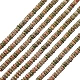 SUNNYCLUE 1 Caja de Aproximadamente 158 Cuentas de Piedra Heishi de 4mm, Cuentas de Unakita de 4mm, Pequeñas Cuentas Planas Redondas con Forma de Flor Verde, Espaciador Suelto para Manualidades, Pul