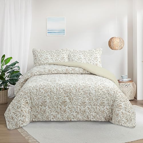 NOVOTEXTIL Edredón Invierno Sherpa Cama 135 (230x260) Extra Grueso 540gr/m2 Efecto Borreguito - Edredón Suave, Cálido y Transpirable con 2 Fundas Almohada (50x70) (Oulu)