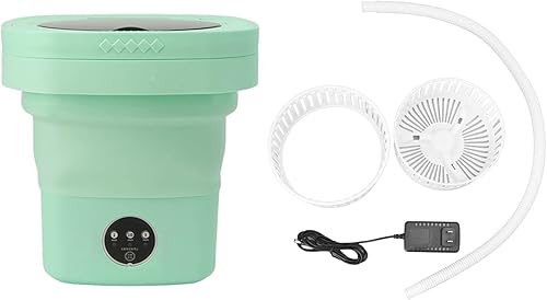 POCREATION 6.5L Washing Machine, Portable Washing Machine Folding Portable Automatic Deep Wash and Spin Dry Washer with Water Tube 100240V (US Plug)