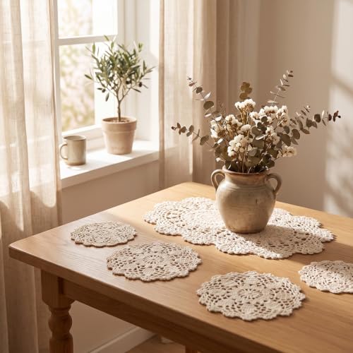 5pcs Beige Lace Doilies for Table, Crochet Doilies by Kynigo - Used condition - Image 4