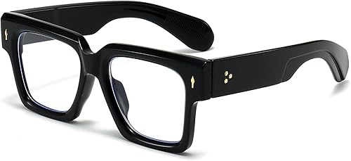 EYLRIM Gafas de marco cuadrado para mujeres y hombres, gafas de luz azul con marco grueso de moda sin receta