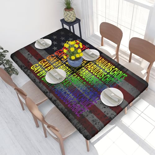 Gay by Birth, Fabulous by Choice Premium 4ft Square Elastic Edged Table Cover Easy-Care Oil-Repellent