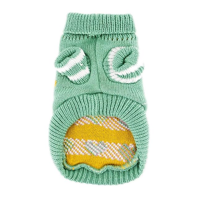 Image of Lulala Turtleneck Dog Sweater - Winter Coat Apparel Classic Cable Knit Clothes with Leash Hole for Cold Weather, Ideal Gift for Pet in New Year (Green, 8 Inch)