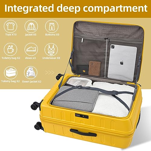 TydeCkare-29-Inch-50-313576cm-117L133L-Luggage-with-Expansion-Side-Opening-46Kg-Ligthweight-ABSPC-Hardshell-Checked-Suitcase-Orange