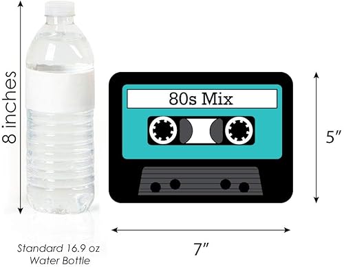 Miniatura 4 de Big Dot of Happiness Cinta de casete de los años 80 para decoración de fiestas, recortes para fiestas temáticas de los años 80, diseño retro de