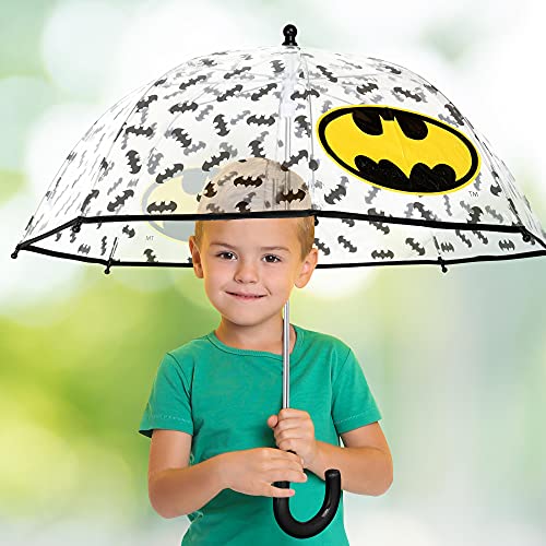 Abg Boys Kids Clear For Rain Boy's, Transparent With An Easy Grip Handle, Dome Windproof, Bubble Umbrella, Dc Comics, Batman, Age 3-10 Us #TOP1