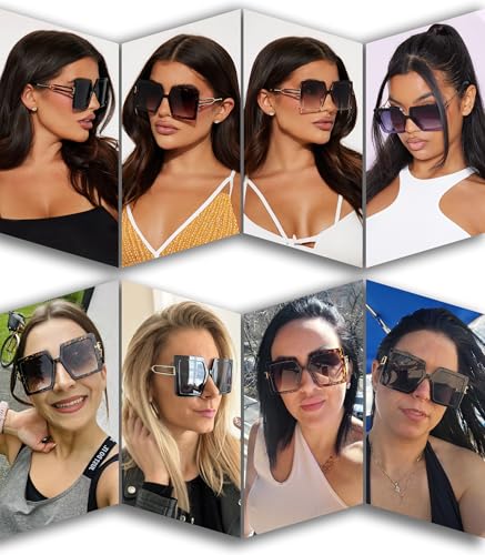 AIEYEZO Oversized Sunglasses for Women Square Fashion Big Large Frame Sun Glasses UV400 Protection2