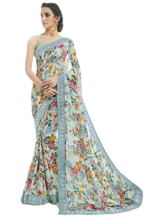 GoSriKi Women&#39;s Woven Georgette Saree (BND-Multi GO_Multicolour)