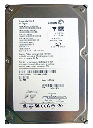 Disque Dur Interne Seagate Barracuda 7200.9 - 80 Go, IDE ATA-100, 7200 Tr/min, Cache 2 Mo - Reconditionné