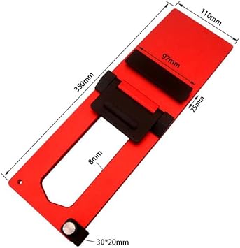 Electric Circular Saw Guide Rail 90 Degree Right Angle Positioning Plate Slide Rail for Precision Cutting with Aluminum Alloy CNC Finish Red Type C 370x110mm(a)