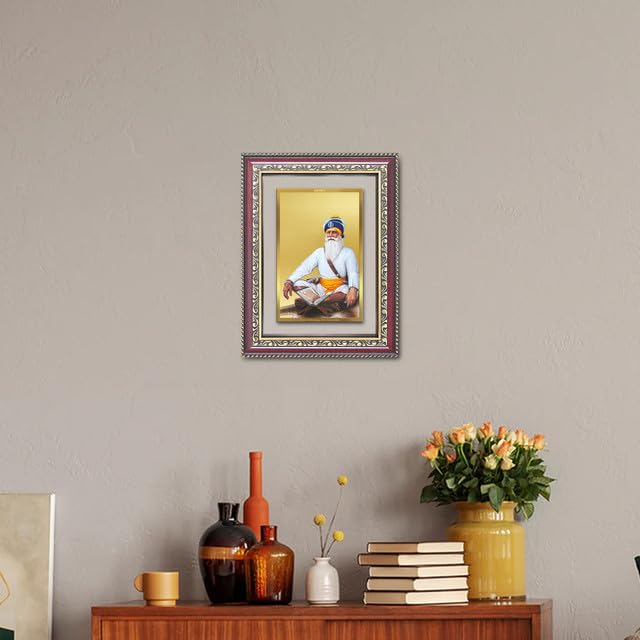 Image of DIVINITI Baba Deep Singh Ji 24K Gold Plated Foil Wall and Tabletop Photo Frame for Home Decor, Puja Room, Living Room, Office, Luxury Gifting | DG Frame 105 S2.5 (26x20 CM)