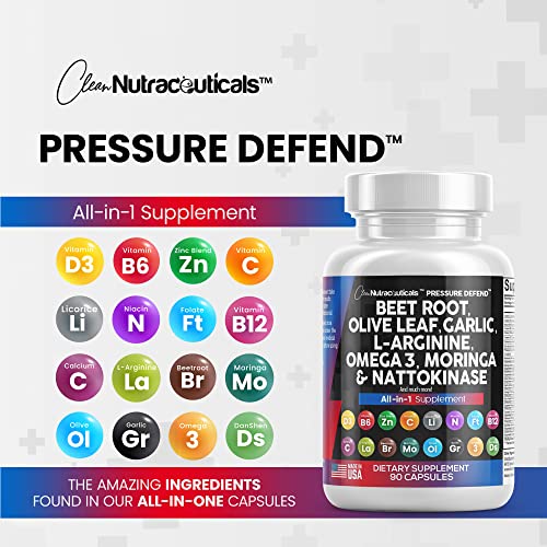 Beet Root Capsules 6000Mg Olive Leaf 6000Mg Nattokinase 4000 Fu Garlic Extract 2000Mg L-Arginine 400Mg Omega 3 Red Yeast Rice Hibiscus Danshen - Healthy Support Supplement - Usa Made #TOP5