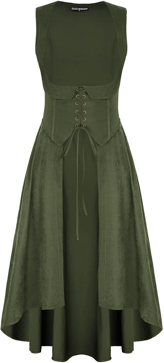 SCARLRT DARKNESS Disfraz renacentista para mujer bajo el busto pirata vestido alto y bajo