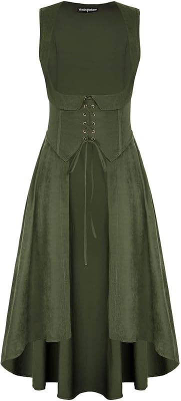 SCARLRT DARKNESS Disfraz renacentista para mujer bajo el busto pirata vestido alto y bajo