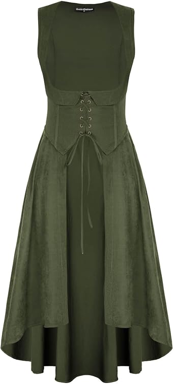 SCARLRT DARKNESS Women Renaissance Costume Underbust Pirate High Low Dress