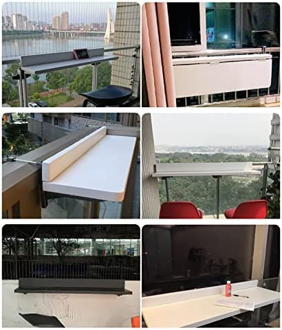 KRASS Mesa de bar de varanda para trilhos, suspensão de mesa de varanda, meia mesa suspensa de varan