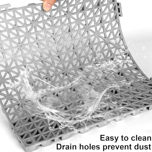 Image of Amazon Brand - Umi 12 Pc Interlocking Drainage Floor Mat Splicing Drainage Mats PVC Interlocking Drainage Floor Tiles Shed Basement Flooring Mats for Restroom Shower Bathroom Pool Wet Areas (30x30cm)