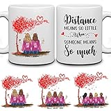 WHIDOBE Personalized Sister Mug (2 Sisters) Custom 11oz, 15oz Coffee Mug with Avatars, Names, Quotes - Custom Birthday Gift for Sister from Sister - Distance Means So Little When Someone Means So Much