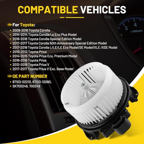 Image of 700249 HVAC Blower Motor Fit for Toyota Corolla 2009-2019 | for Toyota Prius 2010-2016, for Prius V 2012-2017 Blower Motor Replacement 87103-02260 87103-02210 87103-12080
