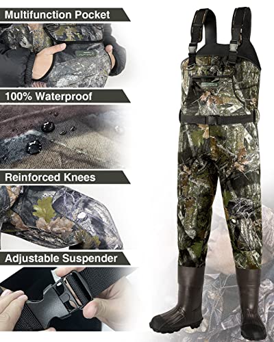 Dark Lightning Neoprene Chest Waders For Men Duck Hunting,Neoprene Waders For Men/Women With Boots, Mens/Womens High Chest Camo Wader (Rubber Boot, Mens Boots Size 9 / Women 11) #TOP5