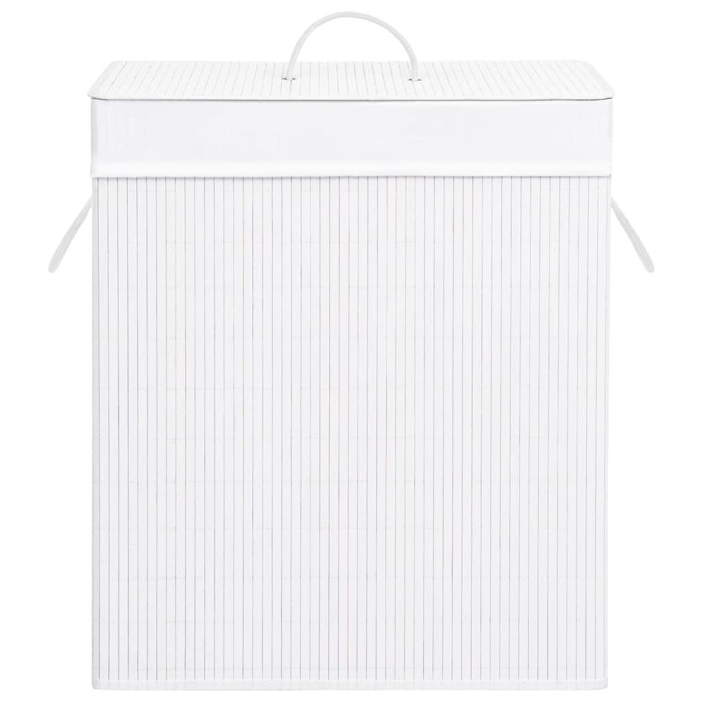 Cesto para la colada de bambú con 1 compartimento, color blanco, 83 L, plegable y ligero, con asas, para cuarto de baño, dormitorio, lavandería