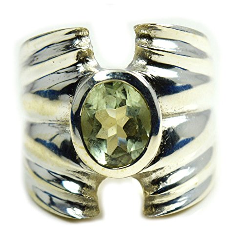 Bague en argent et améthyste verte ovale, le cadeau parfait