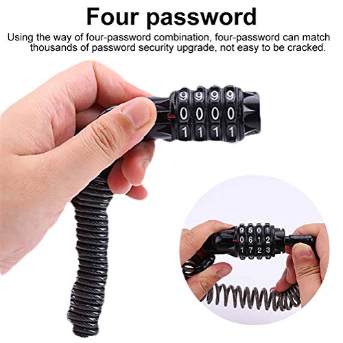 Bike Ring Lock Wire Steel Cable Lock,Multifunction Bicycle Steel Wire 4 Digit Password Anti-Theft Security Bike Lock For Motorcycle,Door, Gate, Fence, Grill Black Lock + Bag #TOP2