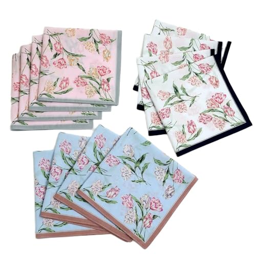 Mouchoirs en coton pour femme à motif fleur à glisser dans son sac à main