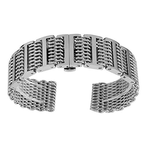 Bracelet de montre acier inoxydable maille argent noir en 20mm 22mm 24mm