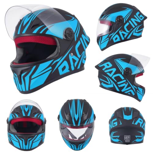 Image of Kids Motorcycle Helmet Full Face DOT Approved | Lightweight Child ATV Electric Dirt Bike Go-Kart Quad 4-Wheeler Mini Motorcycle Street Racing Helmet for Boy Girl Age 5-10