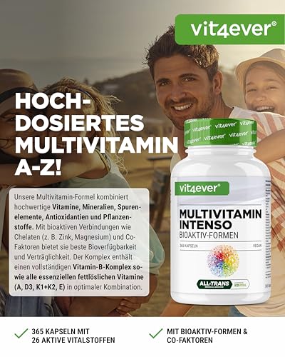 vit4ever Premium Multivitamin A-Z - 365 hochdosierte Kapseln mit 26 Bioaktiv-Formen & Markenrohstoffe - Vitamine + Mineralien - All In One Komplex - Vegan – Bild 5