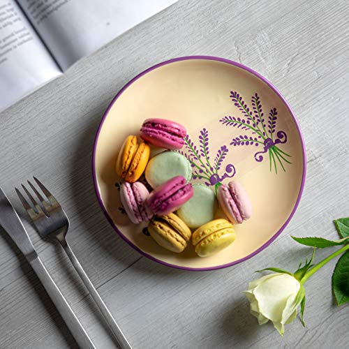 City to Cottage® Lavender Pattern Purple and Cream Pottery | Handmade Hand Painted | Glazed Ceramic 7.9inch/20cm | Side Dessert Plate | Unique Dinnerware - Image 2