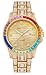 Fanmis Roman Numeral Gold Plated Metal Nylon Link Analog Disply Watch - Blue