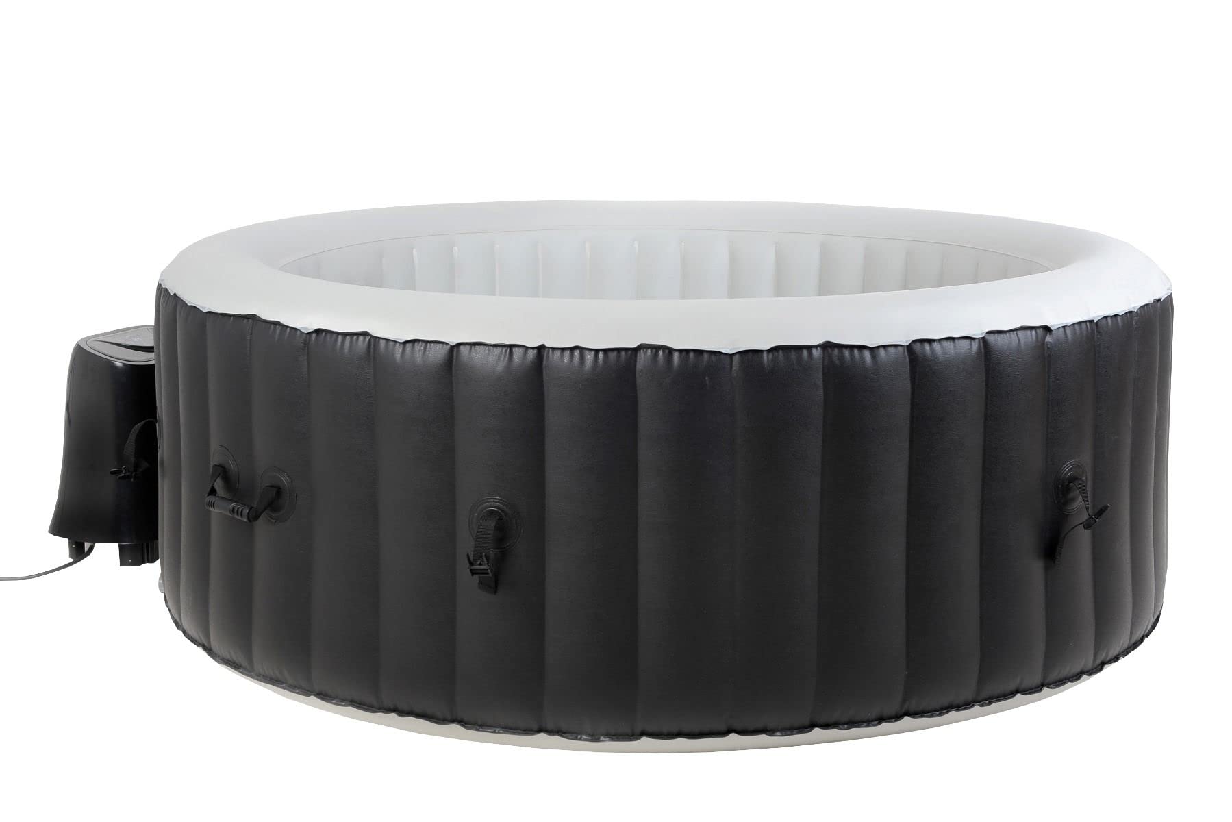 Nouveau BeneoSpa Spa Gonflable 4 Personnes pour l'intérieur et l'extérieur, Spa avec Chauffage- Spa à Bulles Rond - Noir Blanc - 180 cm - 130 Jets de Massage - Bain à remous Gonflable Spa Portable