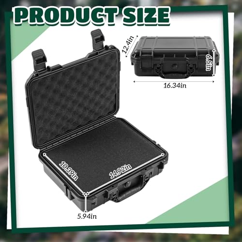 Image of Relaxweex 1 Pcs Waterproof Hard Case with DIY Customizable Foam Insert Portable Protective Case with Knife for Camera Drones Equipments Tools Test Instruments(Black,16.3 x 12.4 x 6.5 Inch)