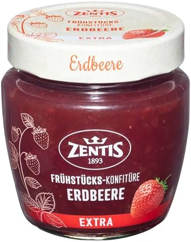 Zentis Frühstücks-Konfitüre Erdbeere, Brotaufstrich 230g | Fruchtige Erdbeerkonfitüre mit ausgewogener Süße