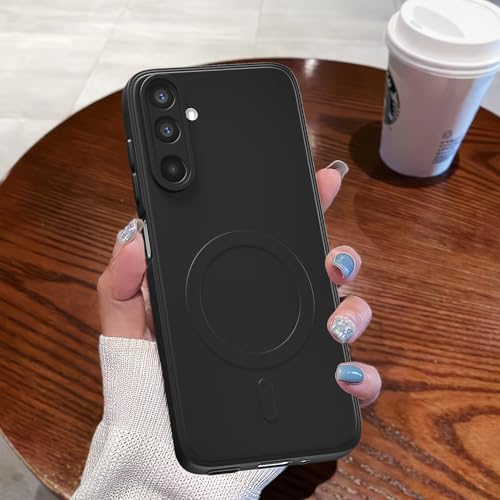 Image of Outlouders Back Cover for Samsung Galaxy M17 5G / A17 5G / F17 5G Soft Matte Silicone Cover with Slim Fit | Mag-safe Logo (Not Mag-safe Compatible) | Shockproof | Camera Protection Bumper Case (Black)