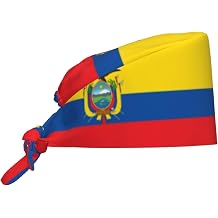 Cleaning Working Cap Flag of Ecuador Printed Chef Hat for Women & Men, Adjustable, Breathable Black