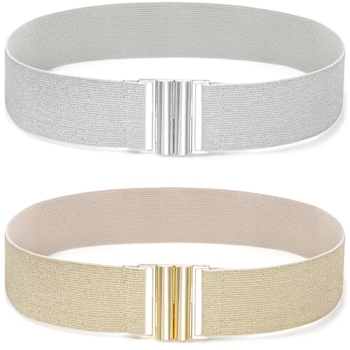 Glamorstar Women Wide Stretchy Belt Elastic Waist Belt for Ladies Dresses