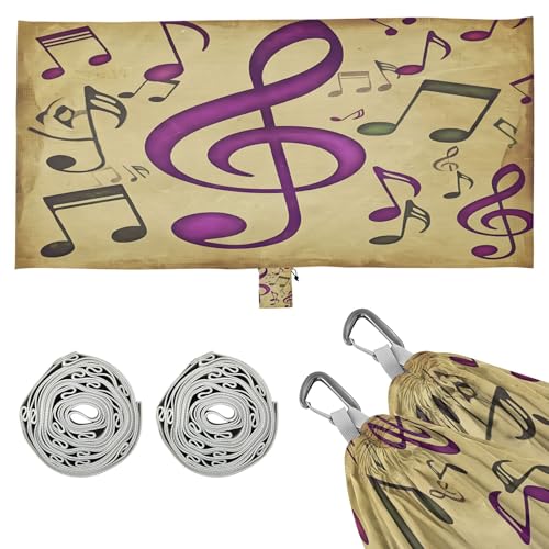 Takiito Musical Notes Hammock 330 lb Capacity Travel Camping Hammock with Tree Straps, Portable Lightweight for Outdoor Beach Backpacking Backyard Patio