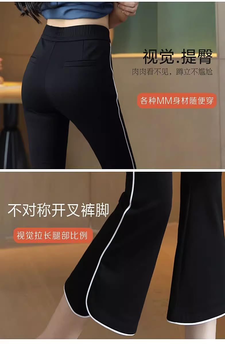 Generisch Bootcut Jazzpants damskie spodnie z lodowego jedwabiu, dla kobiet na lato, cienka odzież wierzchnia, legginsy, z wysokim stanem, wyszczuplające, modne