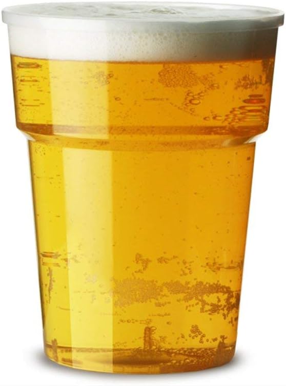 UK Business Supplies 100 x 20oz Re-usable Full Pint Flexi Clear Plastic Cups with CE Markings - Strong Beer Glasses Tumblers