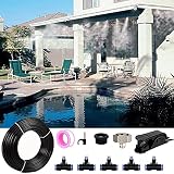 SSCHKJ Outdoor Misters Cooling System Misting Kit Irrigation Plants 16.4ft Misting Line, 5 Mist Nozz