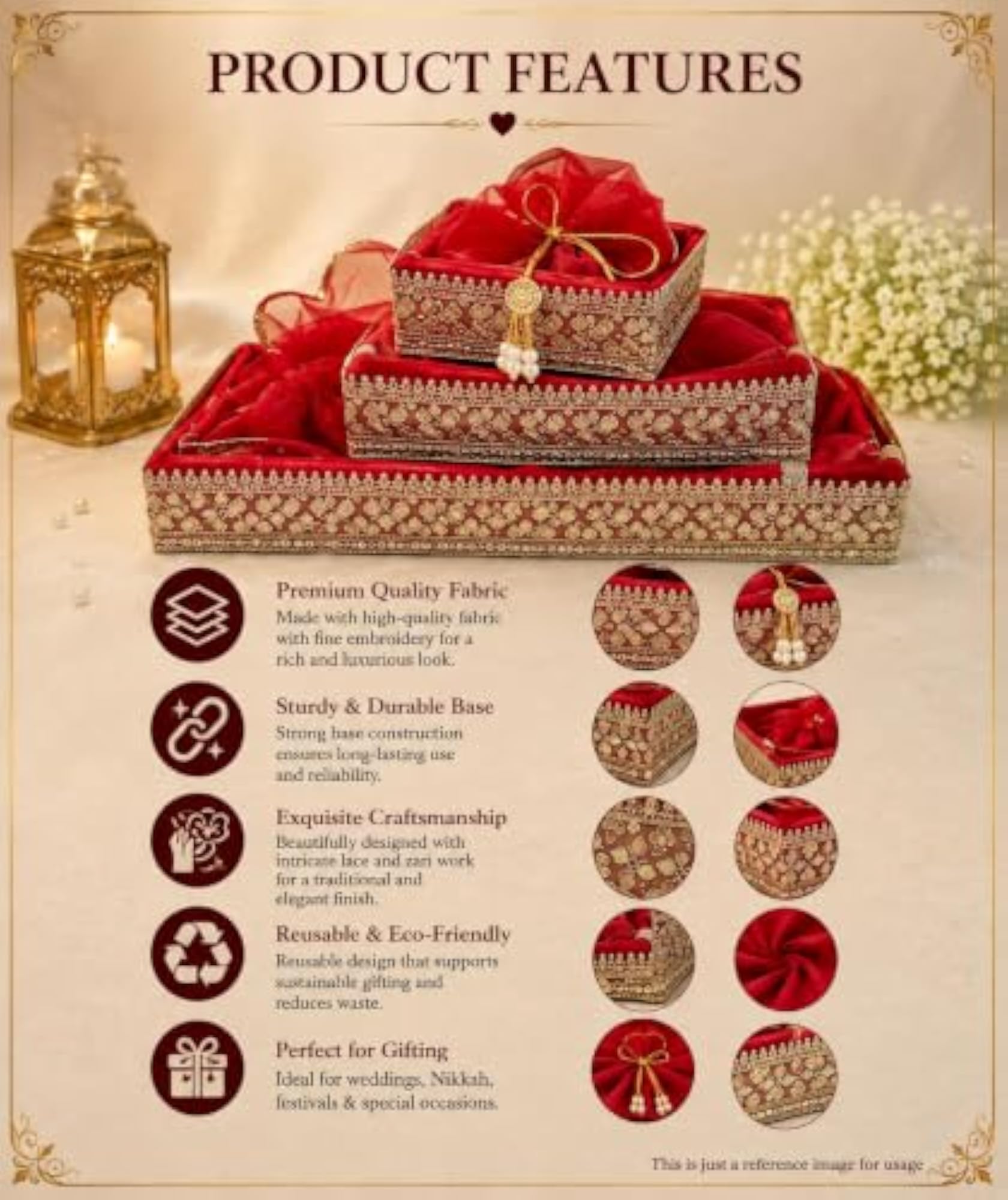 Wedding Clothes Packing Tray, Bridal Trousseau, Red