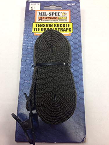 Mil-Spec Adventure Gear Plus MSA08-7427004300 Tension Buckle Tie-Down Straps, OD