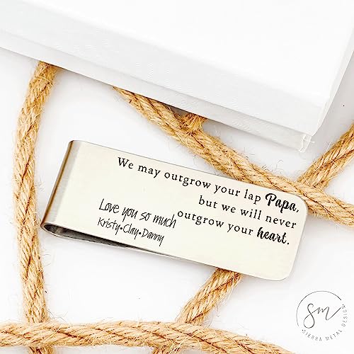 Personalized Grandpa Money Clip Gift Idea For Papa Gift Idea May Outgrow Your Lap But not Your Heart Father's Day Gift Papaw Opa Poppop OUTGROW-MONEY3