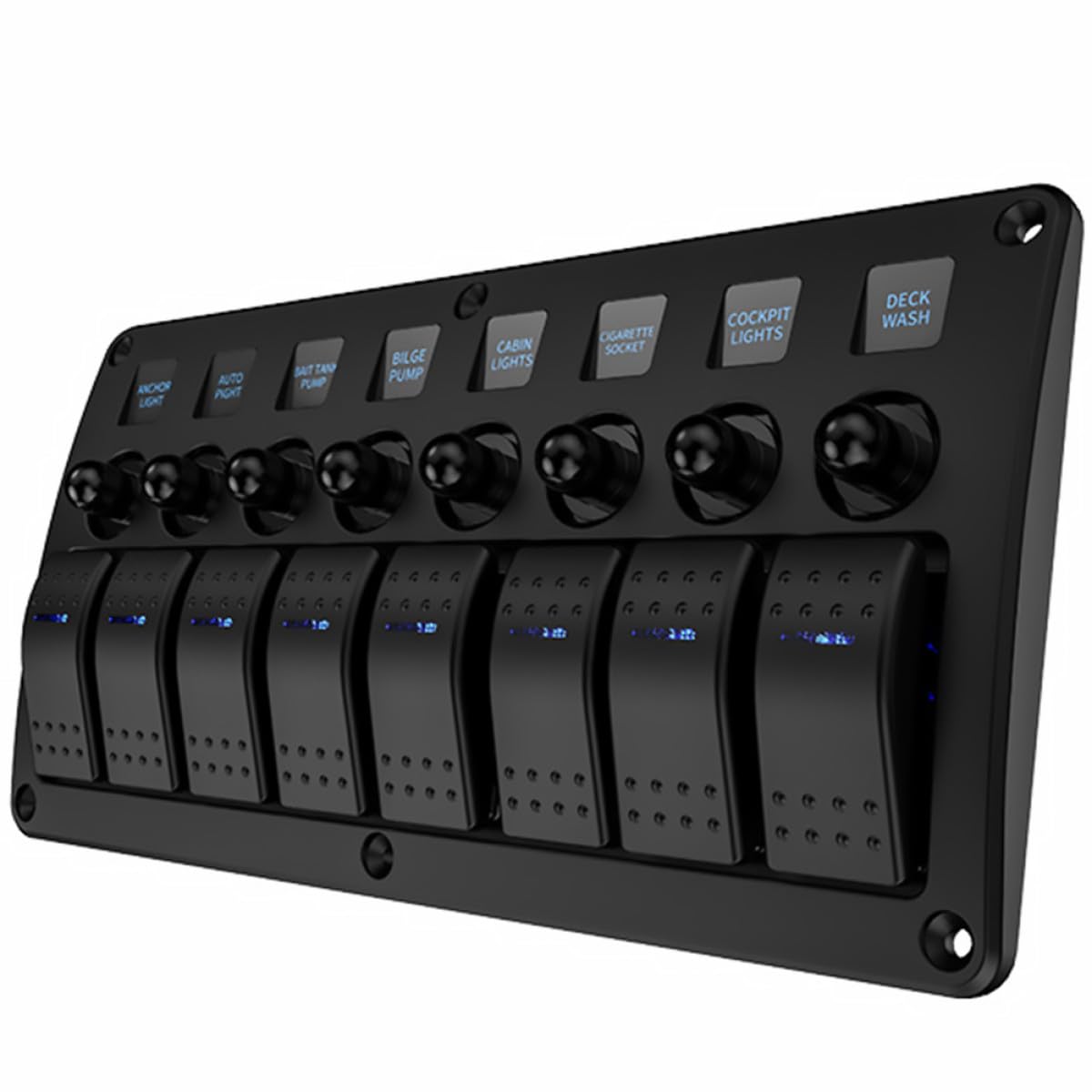 Uonlytech 8 fach Schiffskombinationspanel aus Abs mit 8 Schaltern zur Steuerung von Geräten für Yachten und Fahrzeuge mit Dc12v/24v Eingangsspannung