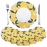 set de table broderie Matériau Haut de Gamme: Ces sets de table sont fabriqués en polyester, ce qui les rend doux et durables. Ces citrons, fleurs et feuilles sont brodés, avec des motifs délicats et des couleurs vives